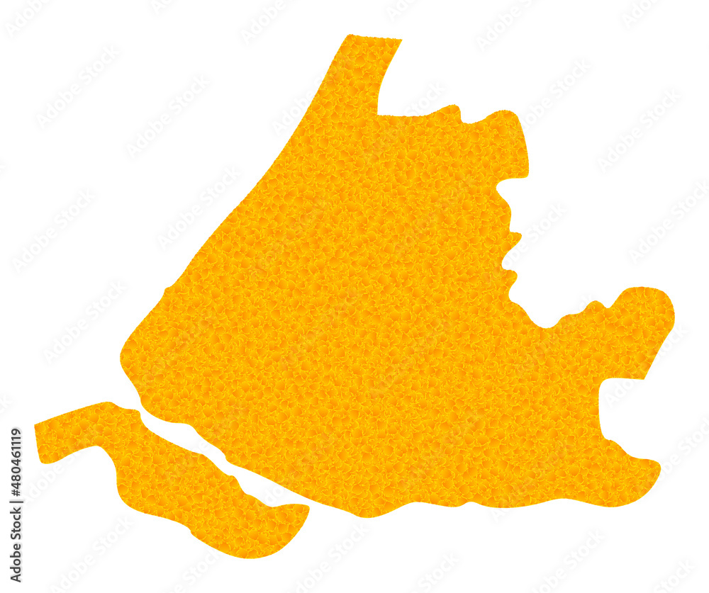 Vector Golden map of South Holland. Map of South Holland is isolated on