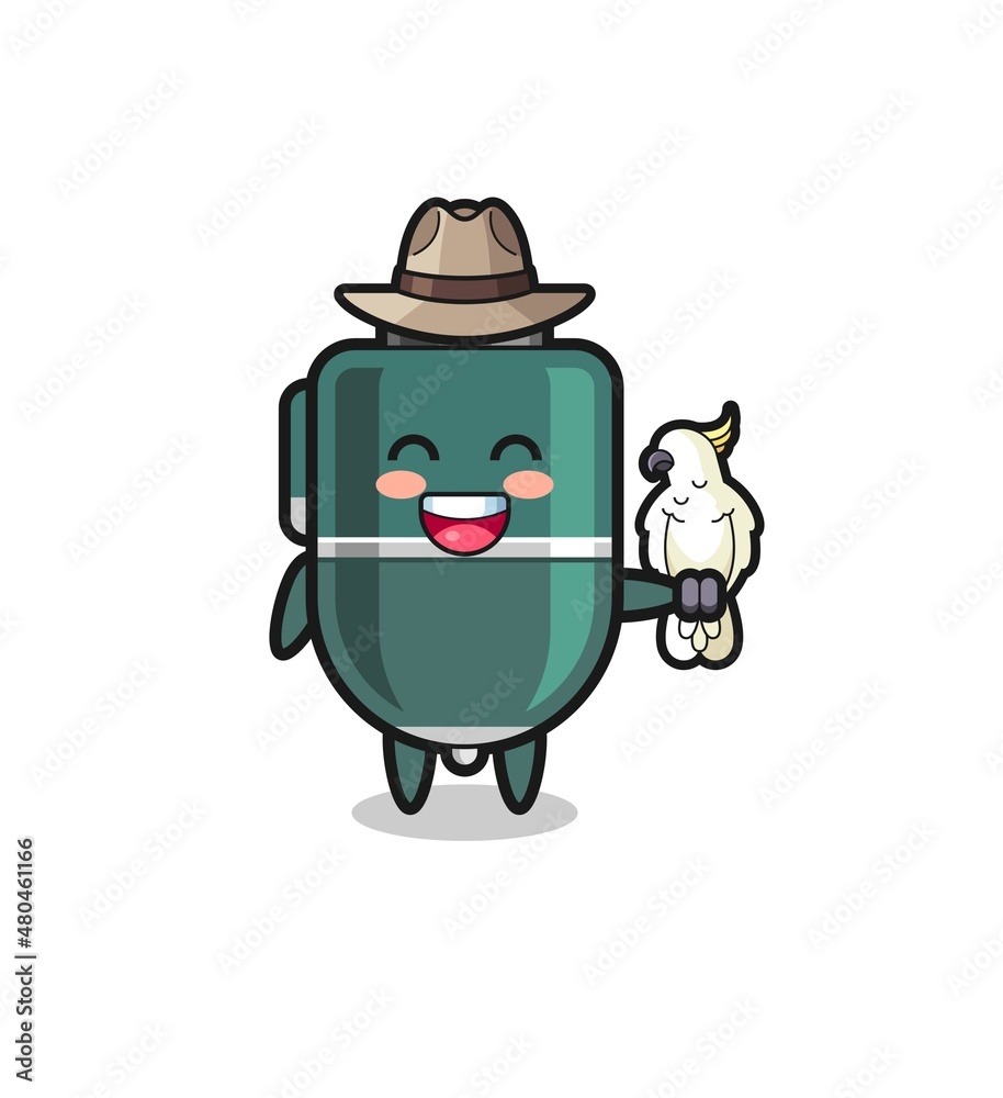 ballpoint pen zookeeper mascot with a parrot ballpoint pen zookeeper mascot with a parrot