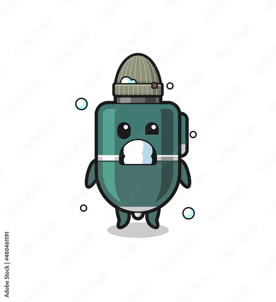 cute cartoon ballpoint pen with shivering expression cute cartoon ballpoint pen with shivering expression
