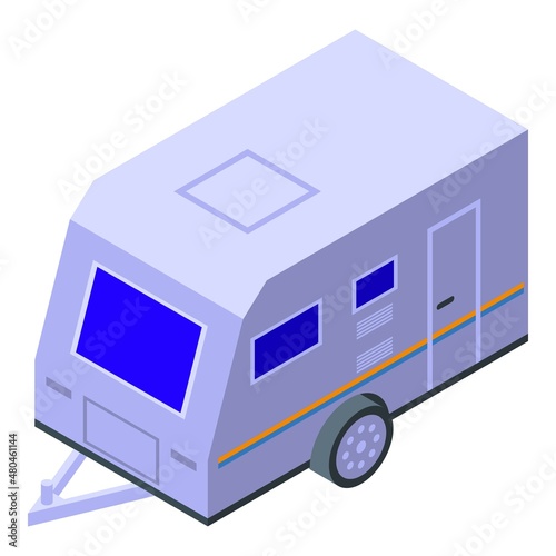 Motorhome icon isometric vector. Camp trailer