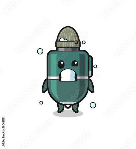 cute cartoon ballpoint pen with shivering expression