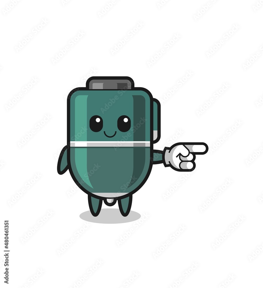 ballpoint pen mascot with pointing right gesture ballpoint pen mascot with pointing right gesture