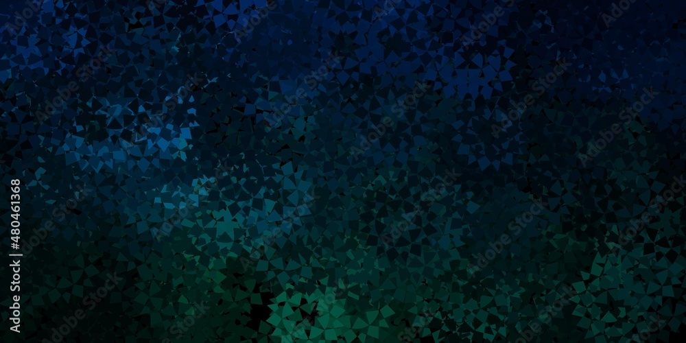 Dark blue, green vector background with triangles.