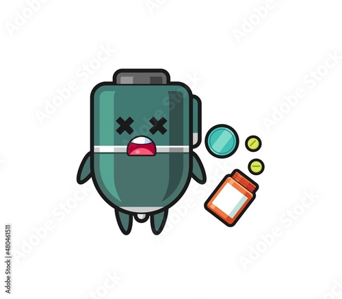 illustration of overdose ballpoint pen character