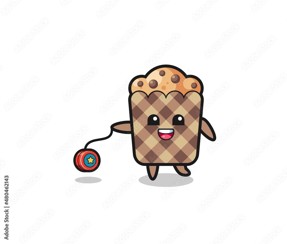 cartoon of cute muffin playing a yoyo cartoon of cute muffin playing a yoyo