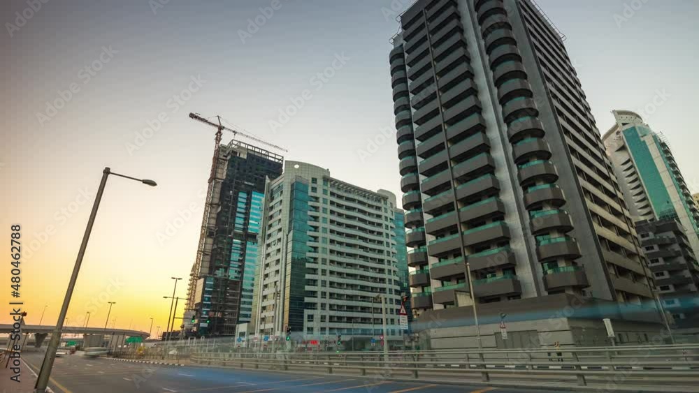 dubai marina sunset twilight main road panorama 4k timelapse uae dubai marina sunset twilight main road panorama 4k timelapse uae