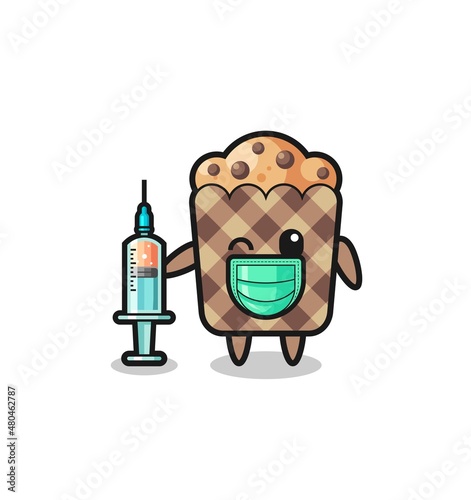 muffin mascot as vaccinator