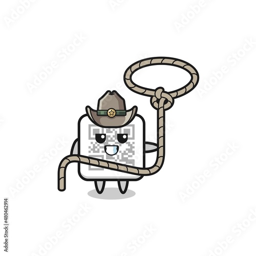 the qr code cowboy with lasso rope
