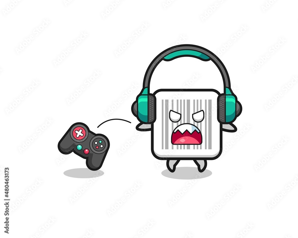 barcode gamer mascot is angry barcode gamer mascot is angry