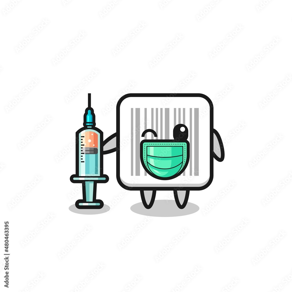 barcode mascot as vaccinator barcode mascot as vaccinator