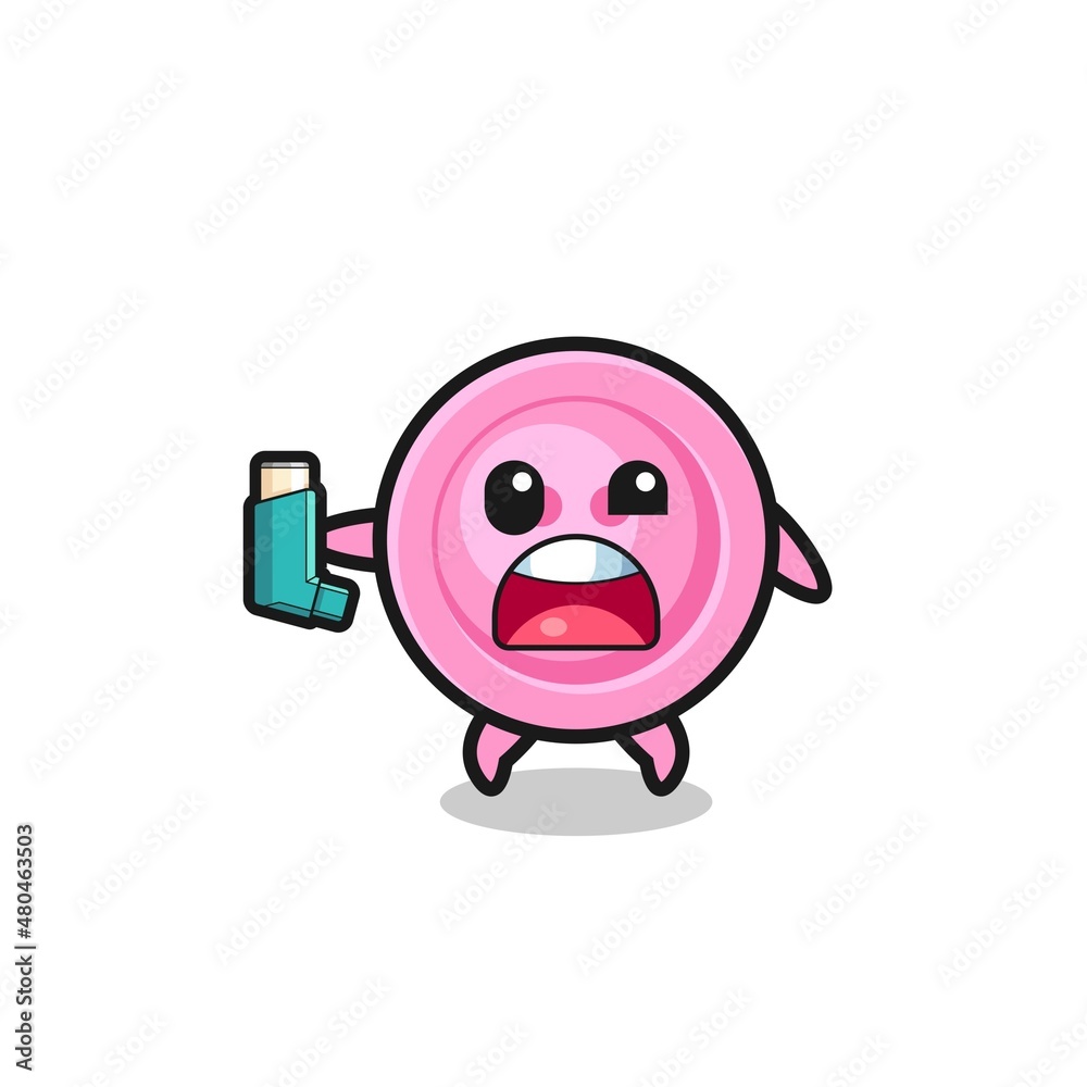 clothing button mascot having asthma while holding the inhaler clothing button mascot having asthma while holding the inhaler