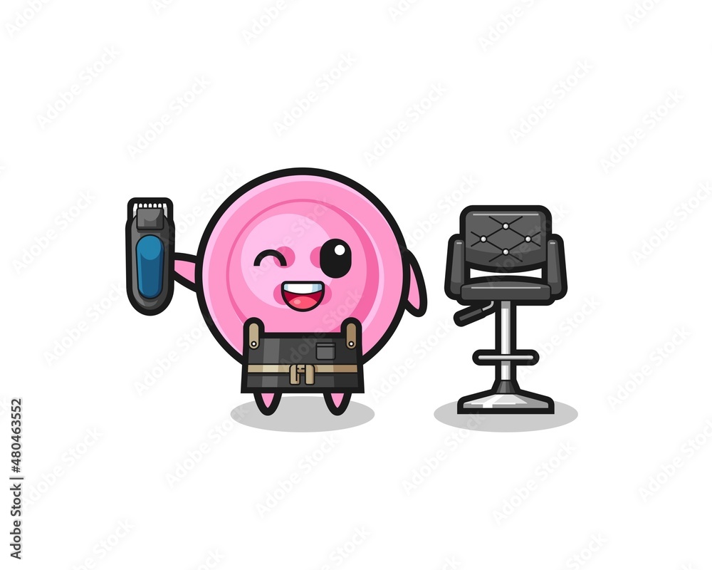 clothing button barbershop is holding a trimer clothing button barbershop is holding a trimer