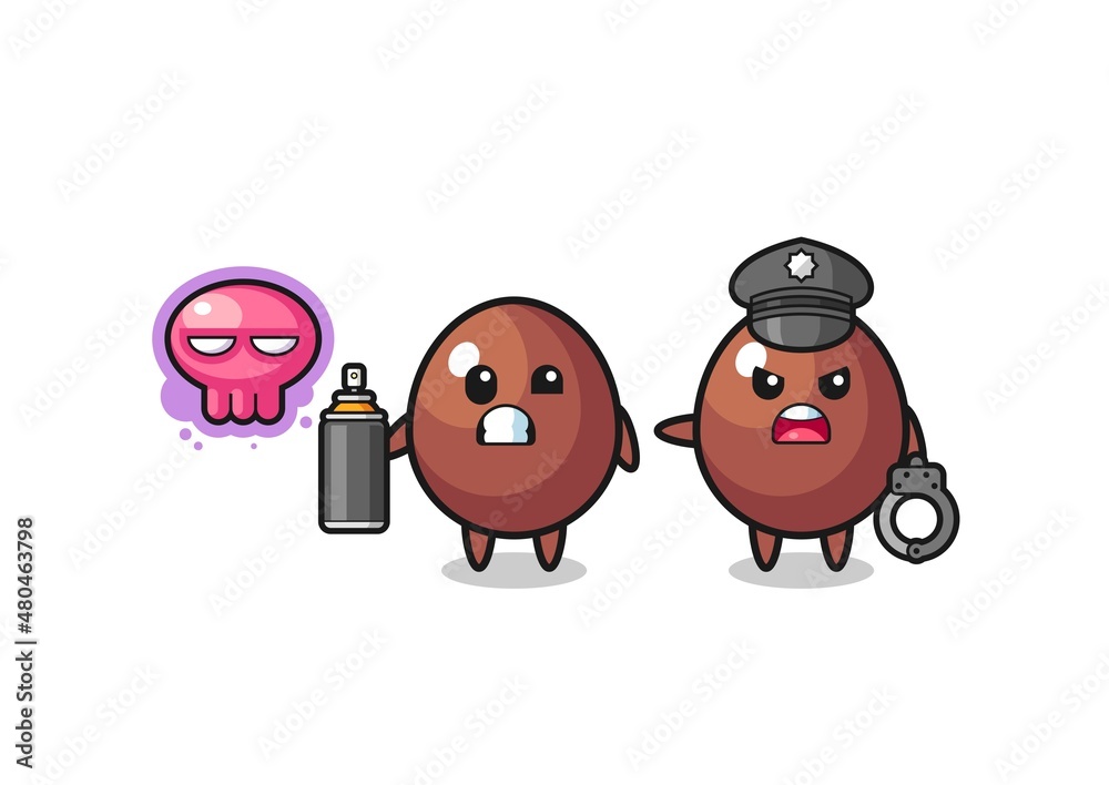 chocolate egg cartoon doing vandalism and caught by the police chocolate egg cartoon doing vandalism and caught by the police