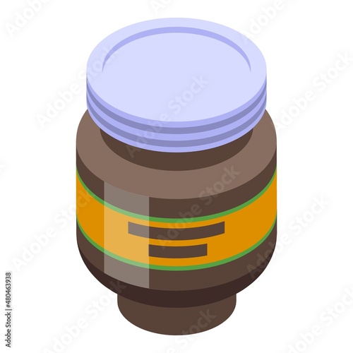 Cocoa cream jar icon isometric vector. Chocolate hazelnut
