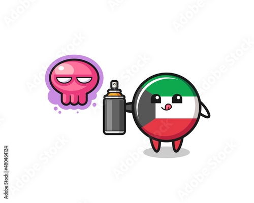 kuwait flag cartoon make a graffiti with a spray paint
