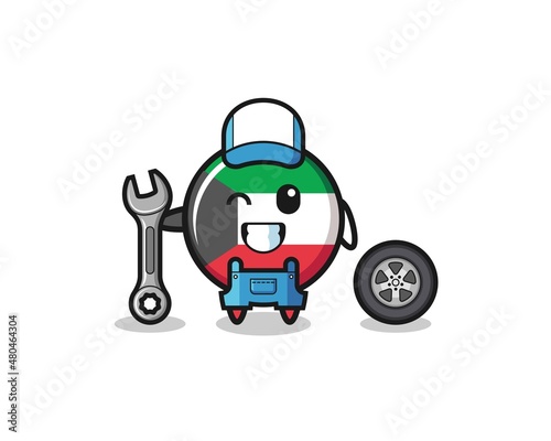 the kuwait flag character as a mechanic mascot