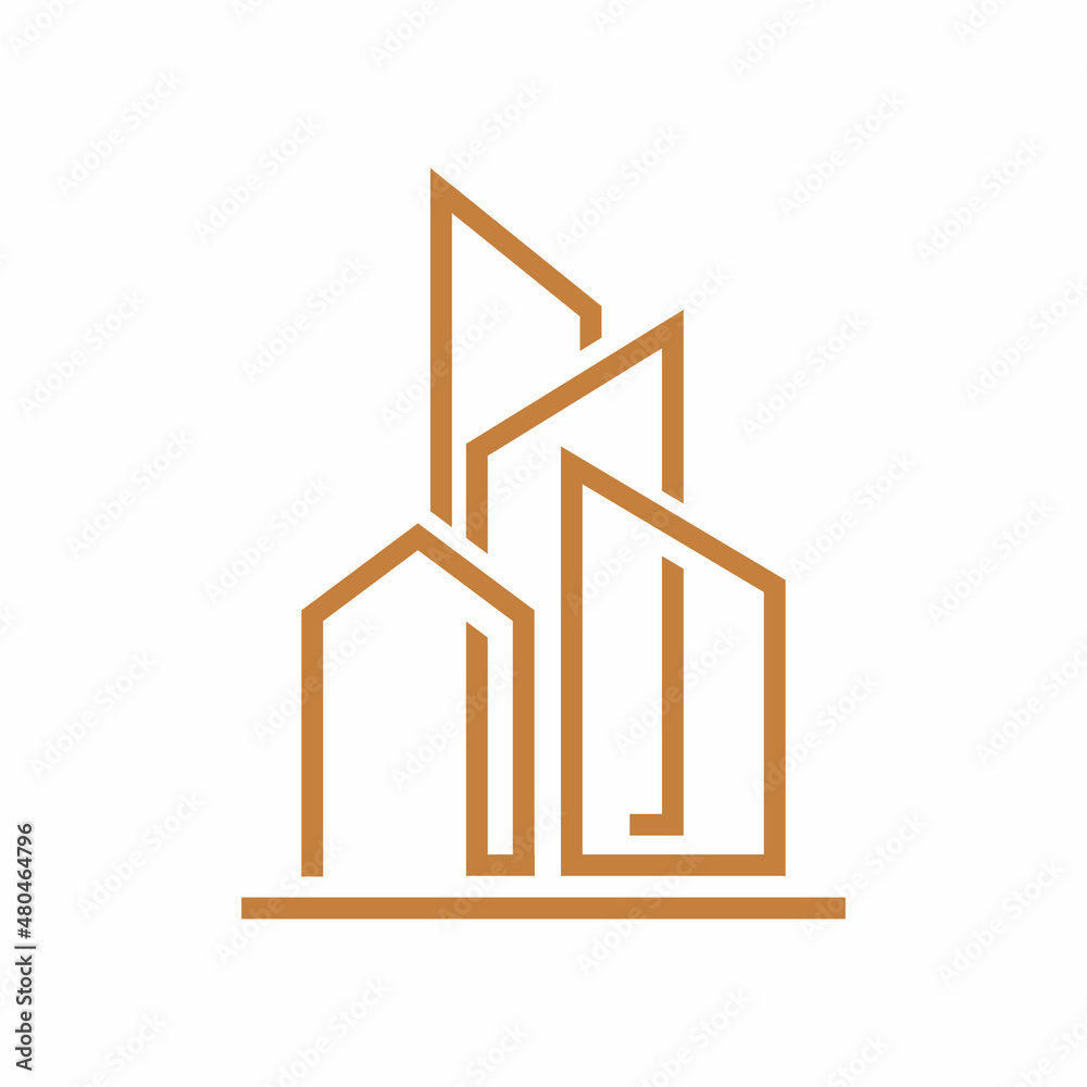 unique line building real estate logo design