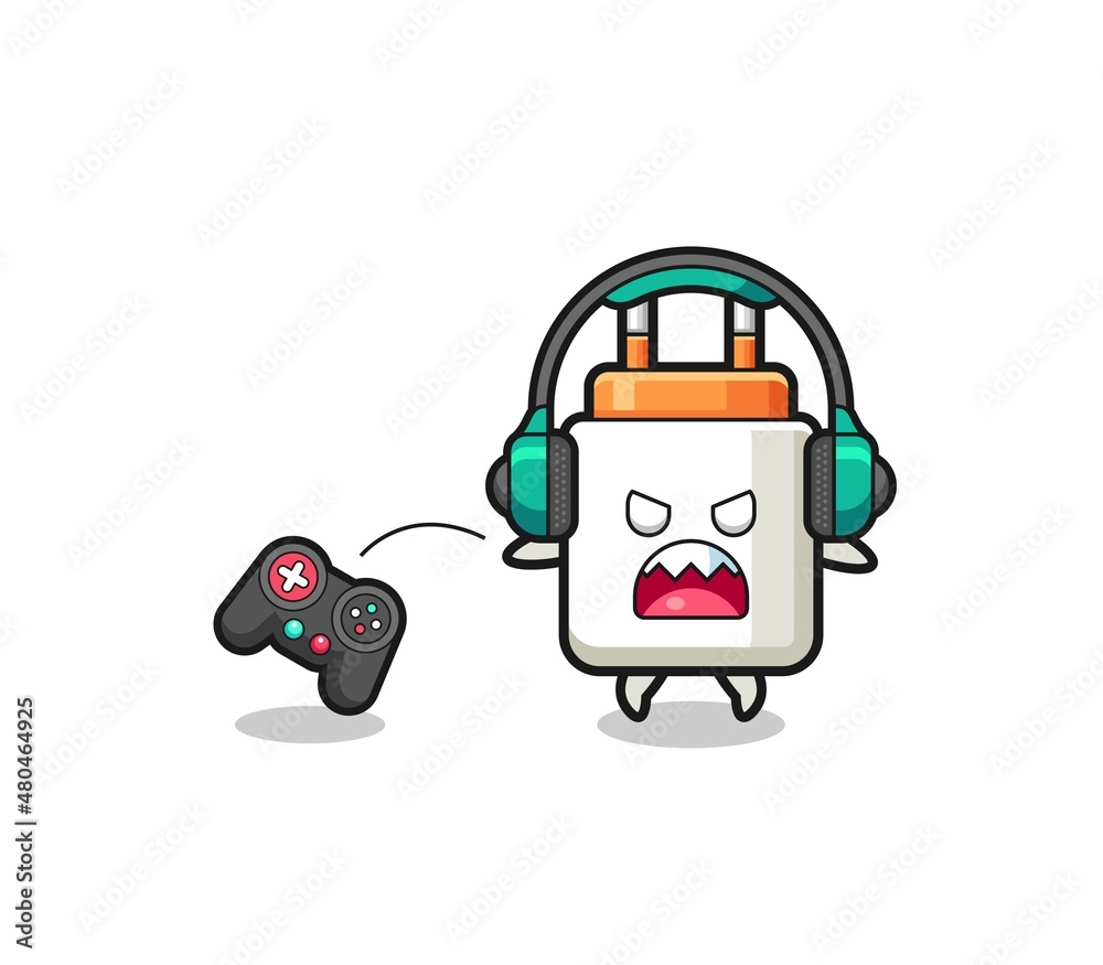 power adapter gamer mascot is angry power adapter gamer mascot is angry