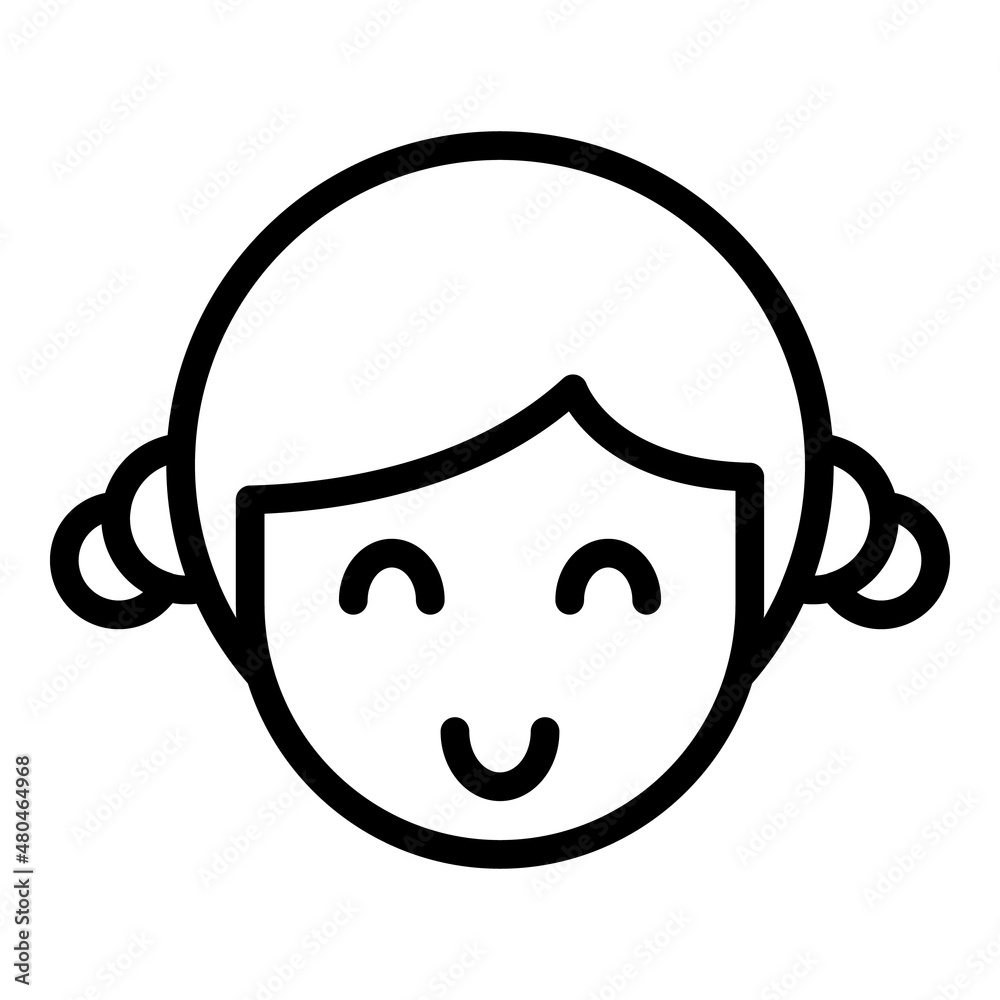 Cute girl head icon outline vector. Face hair Cute girl head icon outline vector. Face hair