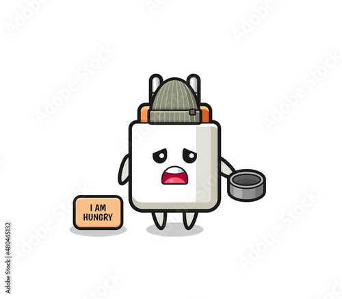 cute power adapter beggar cartoon character