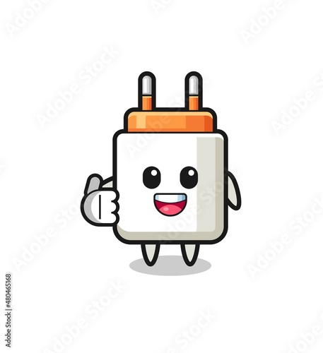 power adapter mascot doing thumbs up gesture