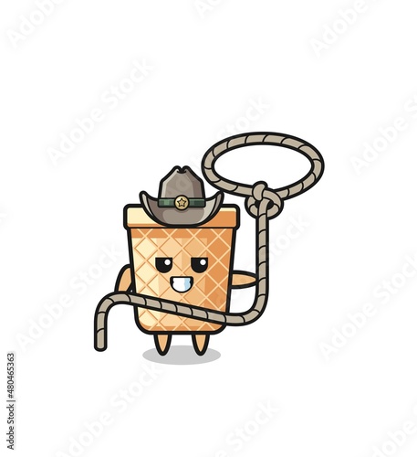 the waffle cone cowboy with lasso rope