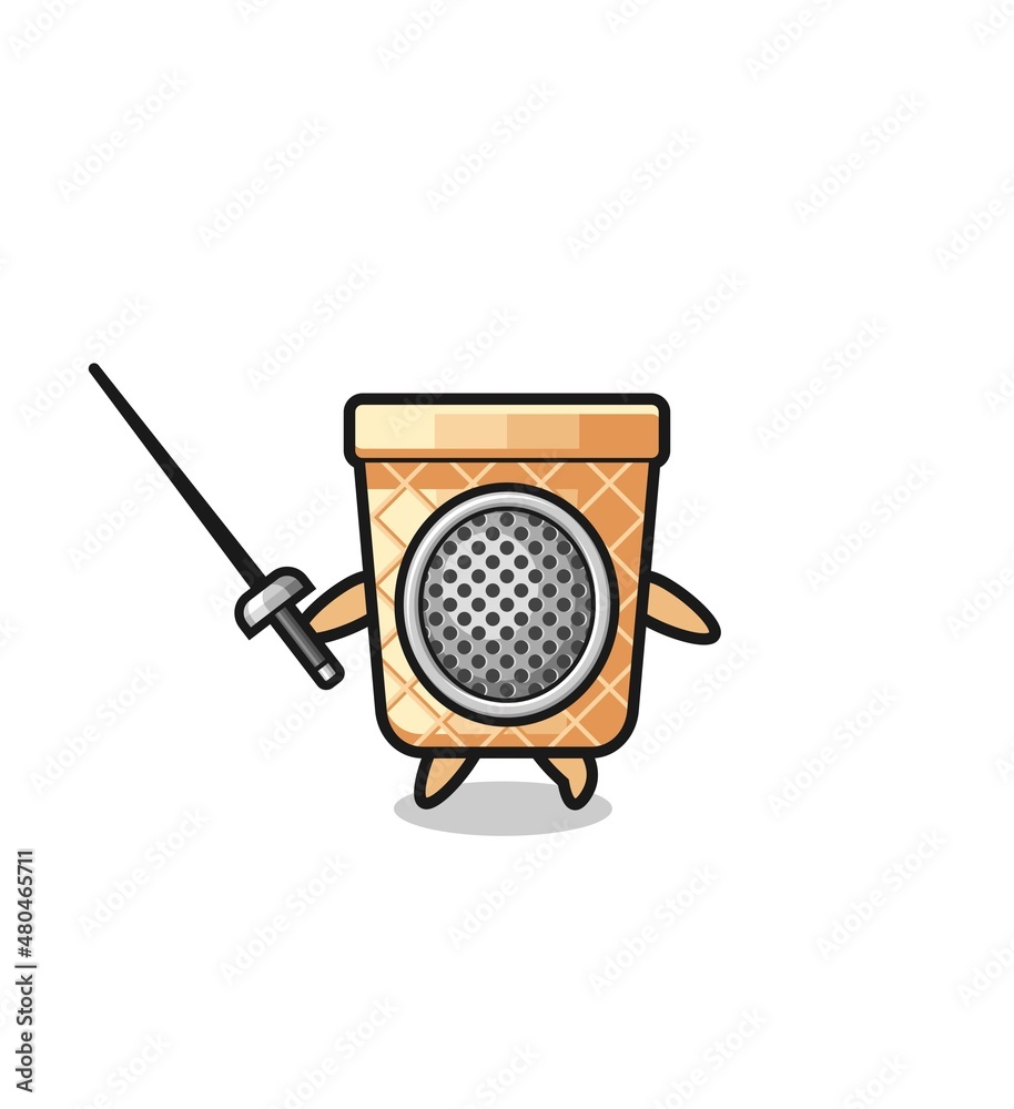 waffle cone earth cartoon as fencer mascot waffle cone earth cartoon as fencer mascot