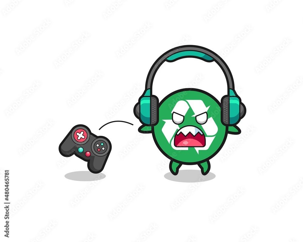 recycling gamer mascot is angry recycling gamer mascot is angry