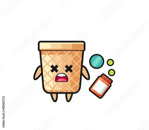 illustration of overdose waffle cone character