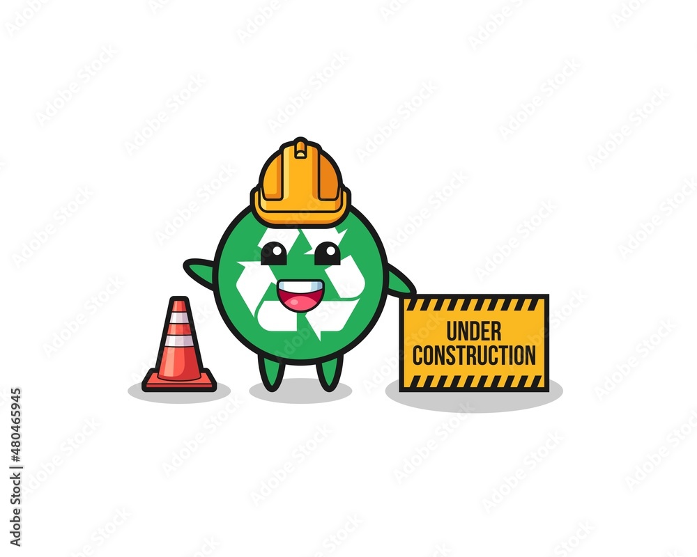 illustration of recycling with under construction banner illustration of recycling with under construction banner
