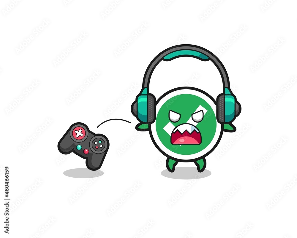 check mark gamer mascot is angry check mark gamer mascot is angry