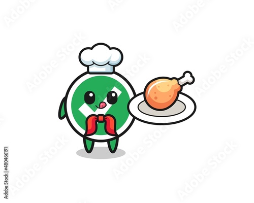 check mark fried chicken chef cartoon character