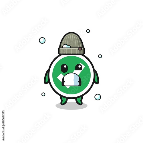 cute cartoon check mark with shivering expression