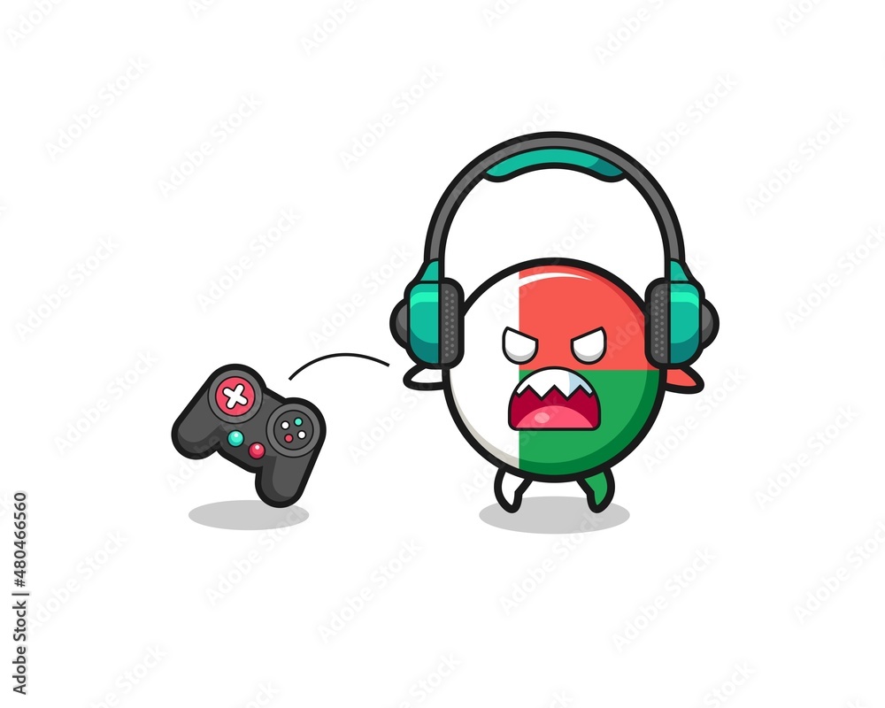 madagascar flag gamer mascot is angry madagascar flag gamer mascot is angry