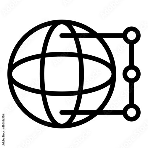 Meridian time zone icon outline vector. Clock map