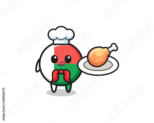 madagascar flag fried chicken chef cartoon character