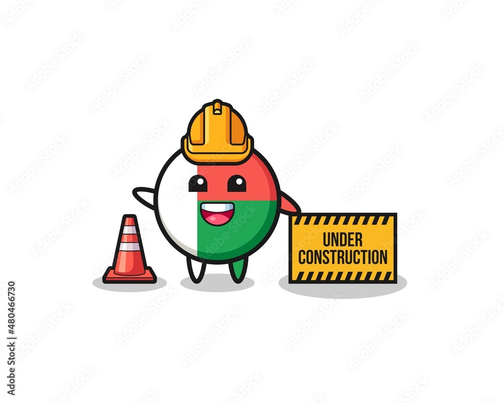 illustration of madagascar flag with under construction banner