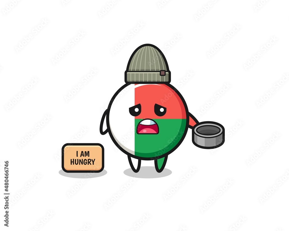 Naklejka premium cute madagascar flag beggar cartoon character