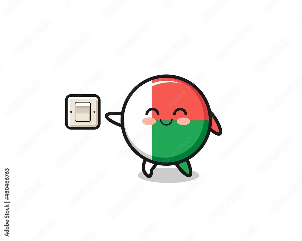 cartoon madagascar flag is turning off light cartoon madagascar flag is turning off light