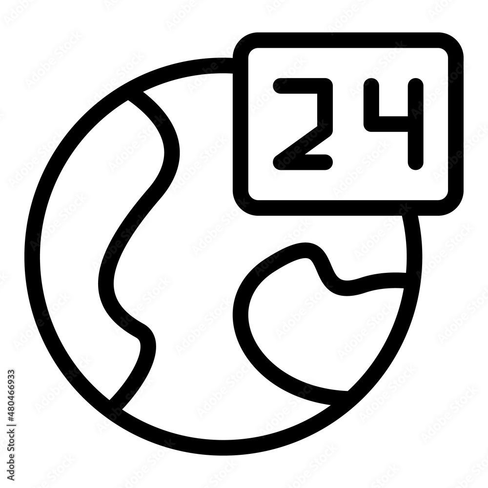 Atlas timezone icon outline vector. International map Atlas timezone icon outline vector. International map