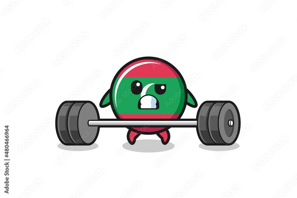 cartoon of maldives flag lifting a barbell cartoon of maldives flag lifting a barbell