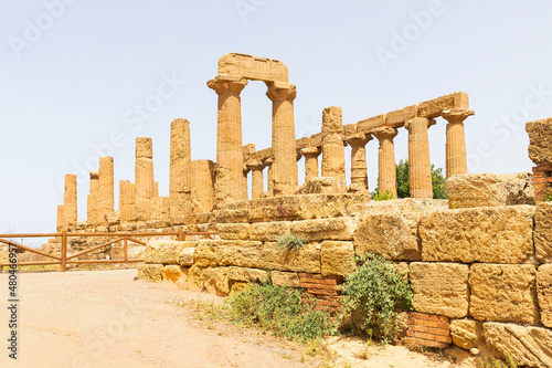Wonderful Sceneries of The Temple of Juno (Tempio di Giunone) In Valley of Temples, Agrigento, Sicily, Italy.