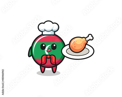 maldives flag fried chicken chef cartoon character