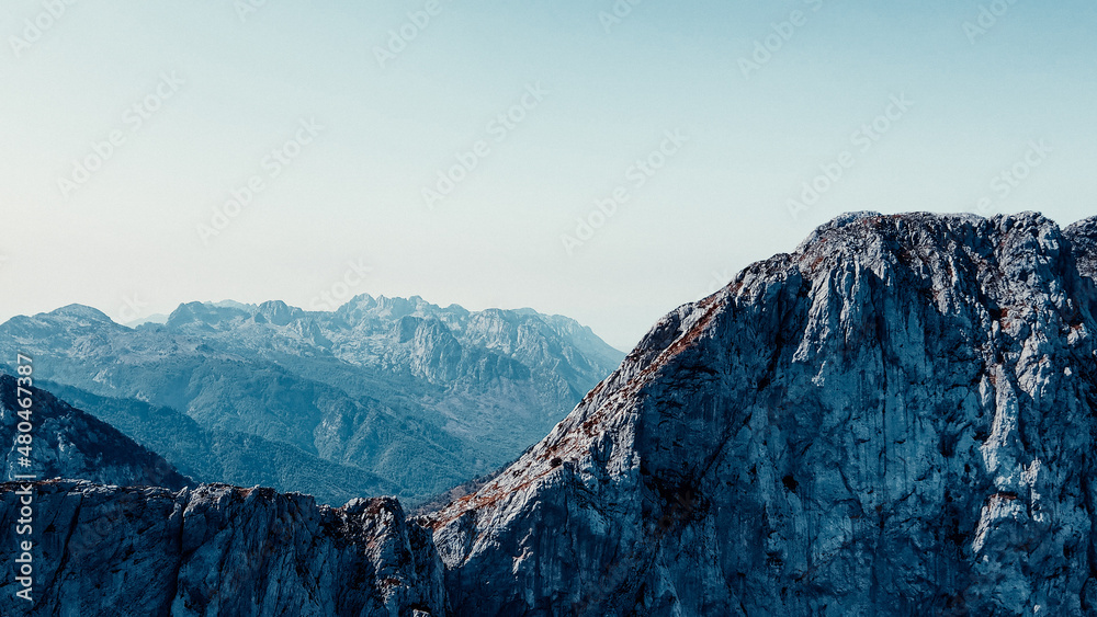 Fototapeta premium Albania Theth Mountain Alps Aerial Drone