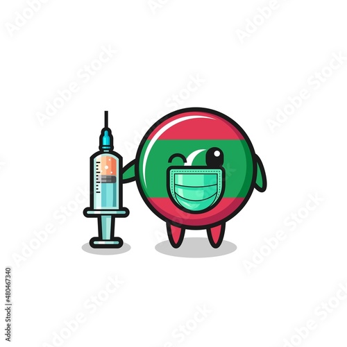 maldives flag mascot as vaccinator