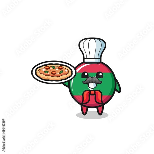 maldives flag character as Italian chef mascot