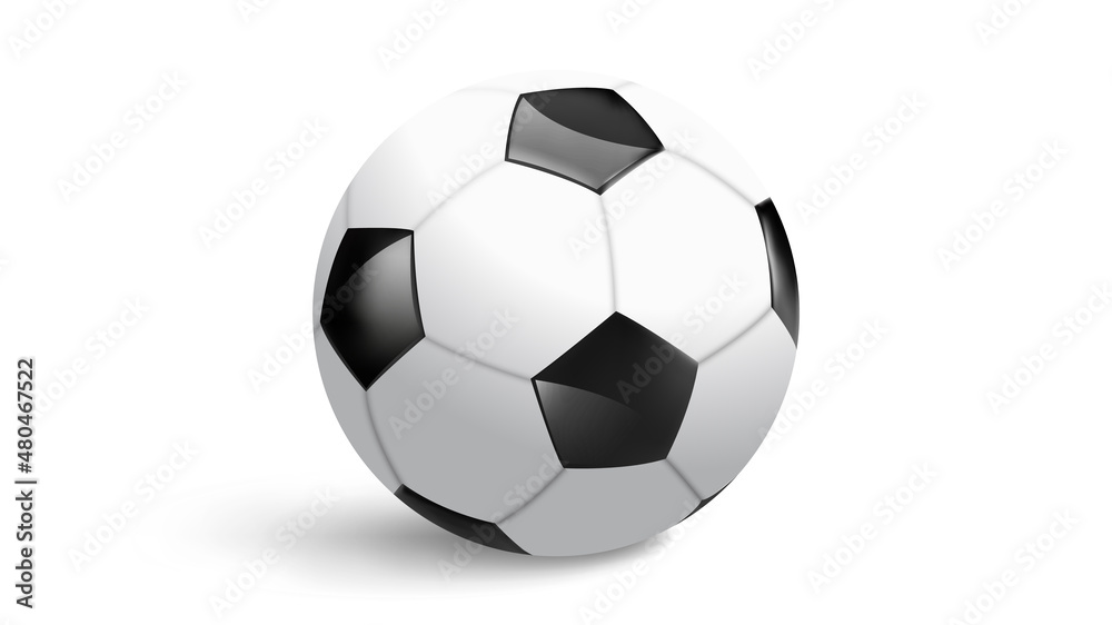Naklejka premium Leather soccer ball. Vector illustration isolated on white background. EPS 10. Realistic illustration.