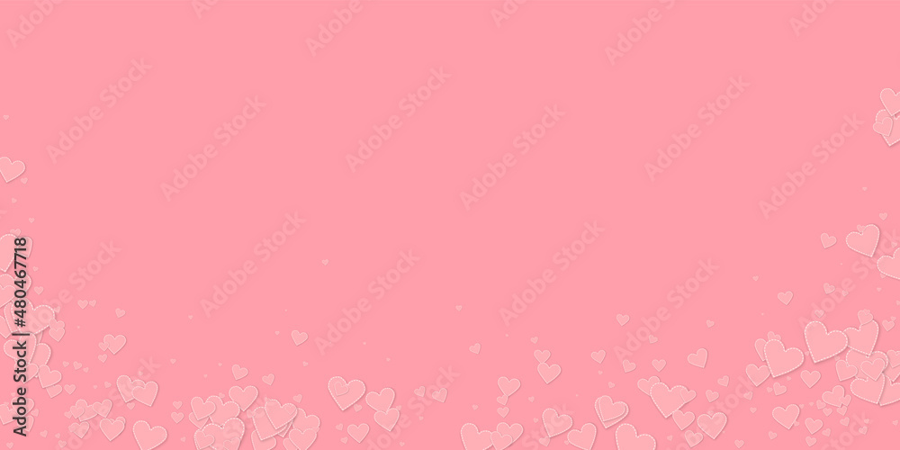 Pink heart love confettis. Valentine's day falling