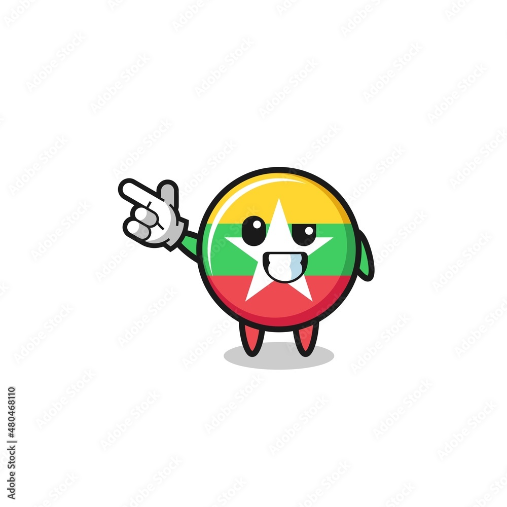 myanmar flag mascot pointing top left myanmar flag mascot pointing top left