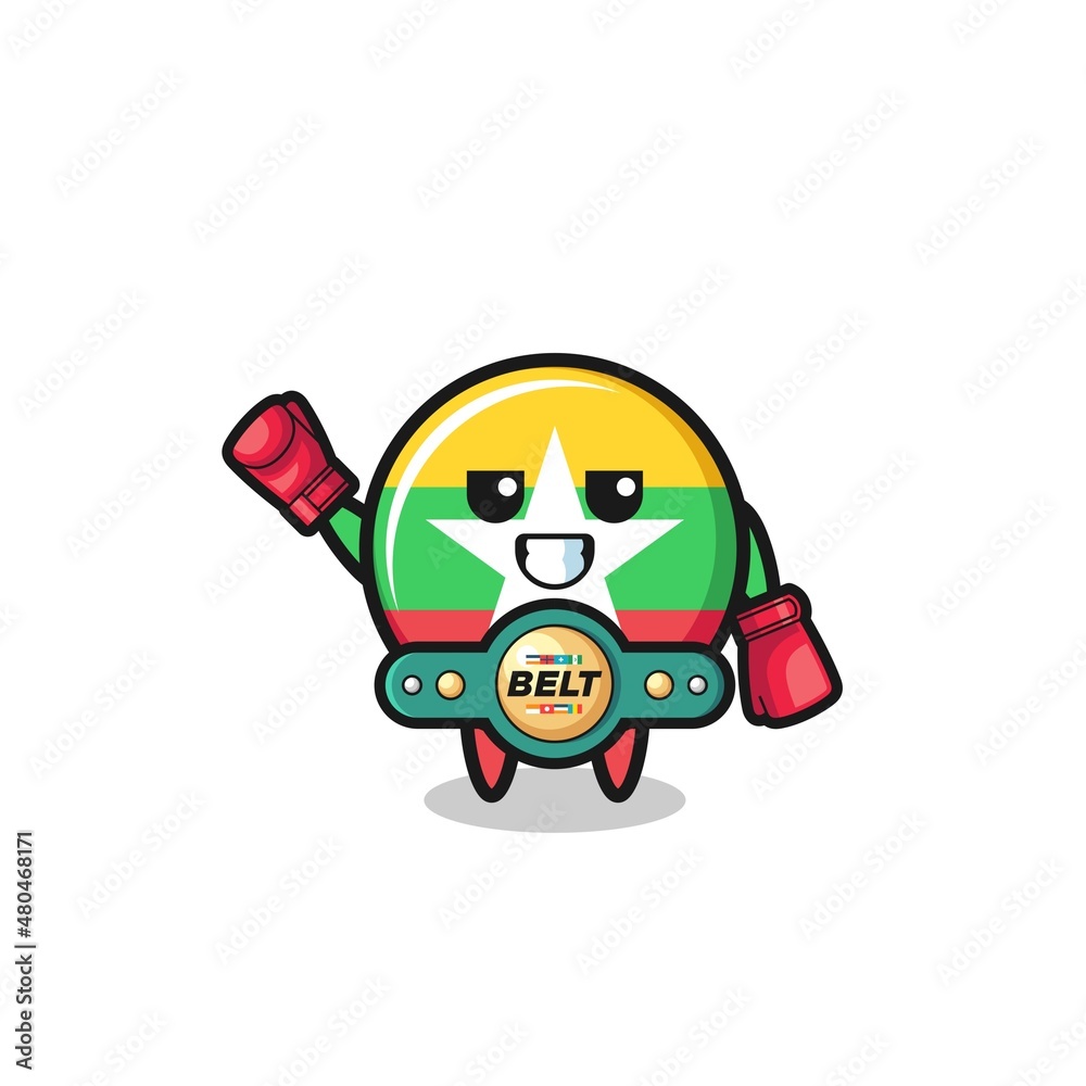 myanmar flag boxer mascot character myanmar flag boxer mascot character